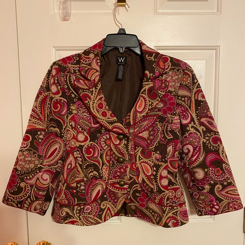Work to Weekend Waist Length Paisley Blazer